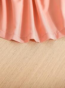 2pcs Baby Girl Ribbed Fabric Floral Embroidered Mesh Strap Dress And Hat Set - Black - View 6