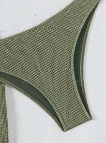 Set de 3 piezas de nuevo bikini de moda y sexy de unicolor marrón para mujer en traje de baño, conjunto de sujetador de halter y Bottom de bikini para playa en verano