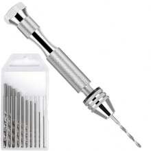 用于树脂铸造模具的针式虎钳、手钻、带 10 个钻头的树脂钻、用于环氧树脂工艺品、木材、粘土、DIY 树脂钥匙扣首饰制作的精密手钻工具