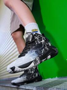 2025 Wiosna Nowe Ultra Lekkie Grube Dno Duże Rozmiary Buty Koszykarskie Duże Damskie Buty Outdoorowe Sportowe Buty Antypoślizgowe I Odporne Na Zużycie Buty Do Biegania Miękkie I Wygodne Buty Do Wędrówek Amortyzujące Odbicie Buty Casual Wzór Losowy Asymetryczny Wzór - Czarne - Zobacz 12