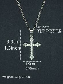 1 pièce Collier pendentif croix à la mode pour femme, en alliage de couleur argent avec strass, longueur de chaîne réglable, style classique gothique punk hip-hop rétro, convient pour les fêtes, les célébrations et le port quotidien