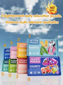 A Box Of Refrigerator Magnet Puzzles, Alphabet Poster,Magnetic Alphabet Letters,Animals, Fruit Stickers, Suitable For Preschool Enlightenment Toys, Good Gifts For Children At Home, Birthday Gifts,Magnet Toy