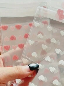 50pcs Self-Adhesive Plastic Bags With Heart Pattern, Anti-Pollution, Disposable, Multi-Purpose Gift Packaging Material - Ideal For Gifts And Birthday Presents!
