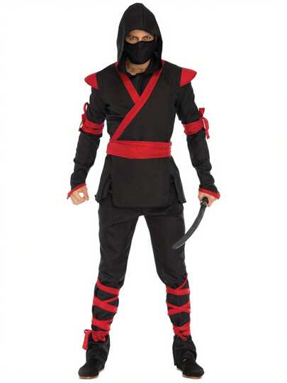 Men Assassin Costume Fashion Long Sleeve Shirt, Pants, Belt Set Halloween Killer Cosplay Outfits
