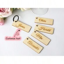 1 pieza Llavero de certificado de boda de madera - Placa de identificación de madera personalizable impresa, Accesorio de alambre de acero negro de 7 pulgadas, Portátil para bodas, San Valentín, festivales, fiestas, regalos de cumpleaños y graduación