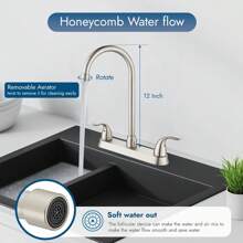 Kitchen Faucets High Arc 360°Rotating Spout Kitchen Sink Faucet 2 Handle 8 Inch Kitchen Faucet With Supply Lines 3 Hole Kitchen Faucet Without Side Sprayer Brushed Nickel/Matte Black - Brushed Nickel-B - View 7