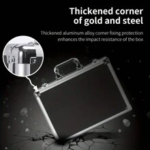 Caja de almacenamiento de aleación de aluminio, 42x30x15cm/33x24x12cm, estuche de herramientas impermeable, caja de equipos de metal portátil, equipaje de mano, contenedor de instrumentos portátil con esquinas reforzadas y resistente a golpes, adecuado para herramientas, ropa, zapatos, cosméticos, joyas, documentos, instrumentos, manualidades, fotos, etc. (2 tamaños disponibles) Bolsa para la escuela, accesorios escolares, artículos escolares