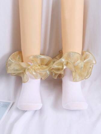 1 双女童蓬松蕾丝袜可爱公主舞蹈袜