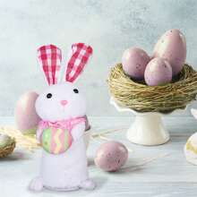 Conejito de Pascua iluminado con zanahoria/huevo, divertido muñeco de peluche, decoración primaveral para el hogar, mesa, tienda, fiesta. - Rosa - Ver 5