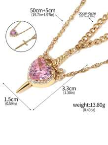 1 Set Of 2 Pieces, "Warrior For Heart And Sword Design Couple Necklace, High-Quality Zirconia Stainless Steel Waterproof And Fade-Resistant, Suitable For Couples, Valentine's Day, Christmas Gift, And Daily Wear