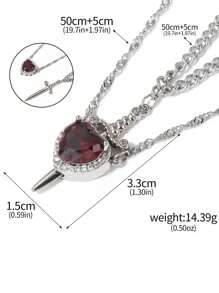 1 Set Of 2 Pieces, "Warrior For Heart And Sword Design Couple Necklace, High-Quality Zirconia Stainless Steel Waterproof And Fade-Resistant, Suitable For Couples, Valentine's Day, Christmas Gift, And Daily Wear