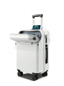 Nuova valigia di grandi dimensioni a tinta unita o a righe con apertura frontale, multifunzionale, dotata di trolley con serratura a combinazione, adatta a uomo e donna