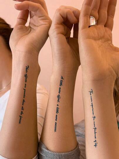 CAT QUEEN ART 1pc Natural Juice Semi-Permanent Magic Tattoo, Romantic Heartbeat Words & Sentences Pattern, Non-Fading Non-Glare Tattoo Sticker For Daily, Party, Holiday Gift, 14 Days Durability, Suitable For Arm, Wrist, Chest, Back Body Temporary Tattoo