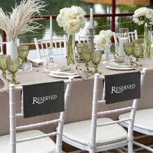 4pcs Reserved Chair Signs Church Pew Reserved Sign Reserved Seating Placeholder With Printed Words For Weddings Parties Celebrations Receptions Church Or Event(Black 4pcs) - Multicolor - View 2