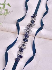 1 件优雅新娘腰带，闪亮水晶镶嵌腰带适合礼服，适合婚礼，正式礼服腰饰