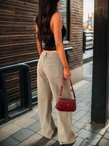 Damen Kontrast Spitze Neckholder Ärmellos Crop Top