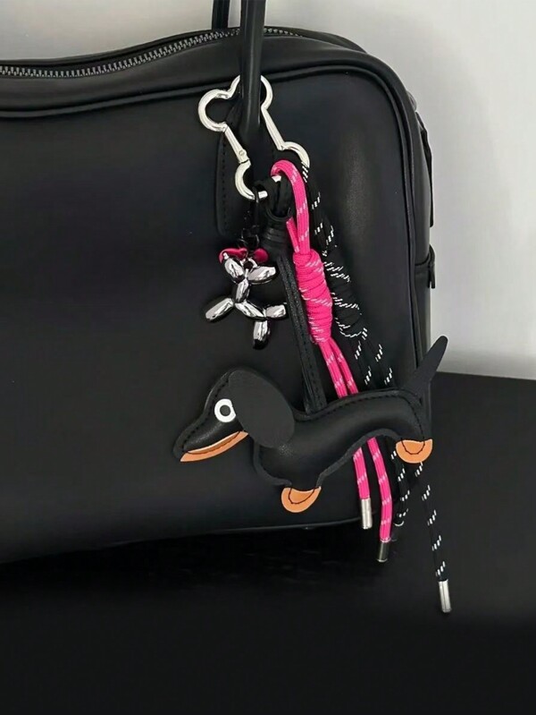 Yogodlns 1 قطعة سلسلة مفاتيح معدنية متكاملة من الحبل والجلد ذات شكل كلب سجق وشوكولاتة تصميم إبداعي، قلاده وحليّة مناسبة لهدية المناسبات