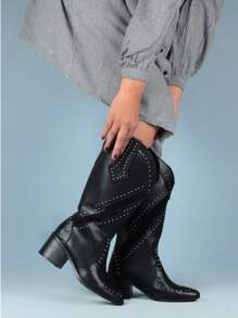 BOTAS NEGRAS VAQUERAS/BOTAS VAQUERAS COMODAS/BOTAS VAQUERAS DE TACON BAJO/BOTAS NEGRAS MUJER - Negro - Ver 2