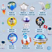 5PCS/12PCS Space Balloons, Outer Space Cartoon Balloons Astronaut Rocket Balloon, Space Themed Party Decorations For Planets Space Birthday Party Decorations And Balloon Decorations, Suitable For Anniversary Celebrations, Coming Of Age Ceremonies, Bachelor Parties, Graduation Ceremonies - General Holidays - Multicolor - View 6