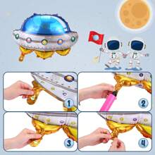 5PCS/12PCS Space Balloons, Outer Space Cartoon Balloons Astronaut Rocket Balloon, Space Themed Party Decorations For Planets Space Birthday Party Decorations And Balloon Decorations, Suitable For Anniversary Celebrations, Coming Of Age Ceremonies, Bachelor Parties, Graduation Ceremonies - General Holidays - Multicolor - View 3