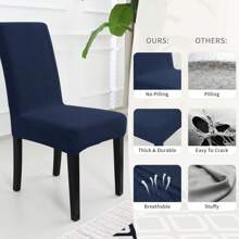 CYCMACO Stuhlhussen mit Rückenlehne 4/6 Stück, Stuhlhussen für Küche und Wohnzimmer, Stretch-Stuhlhussen, universeller Esszimmerstuhlbezug, Stuhlhussen, kratzfeste Katzenstuhlhussen - marineblau - Übersicht 5