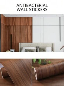 1 Pc PVC Kitchen Sticker, Modern Wood Grain Pattern Kitchen Wall Renovation Sticker