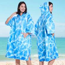 1 Piece Adult Surf Poncho Changing Robe With Hood And Sleeve Quick Dry Microfiber Wetsuit Changing Towel With Pocket For Surfing Swim Beach Pool Summer Wedding Home Bathroom Decor Back To School