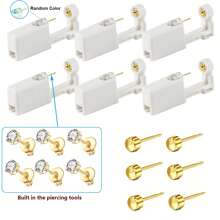 Ear Piercing Kit,Disposable Ear Piercing Gun With 5mm Crown Cubic Zirconia Stud Earrings For Women,At Home Self Ear Piercer Kit