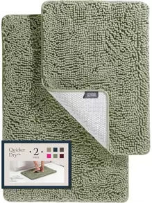 BELADOR Bathroom Rugs Sets 2 Piece- Plush Bath Mat Set Quick-Dry Soft Chenille Mat With Rubber Backing, Absorbent Rug Set, Washable Bath Rugs - Bath Mats 24x17 + 30x20 - 02 Tea Green - View 1