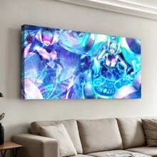 Framed Arcane Anime Poster Poster Jinx And Vi Poster Canvas Prints Battle Of The Two Cities Wall Art For Home Office Living Room Decorations