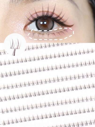 120개 자연스러운 짧은 줄기 투명 팬 끝 가짜 속눈썹, 초보자를 위한 대용량, 자가 접착 클러스터 속눈썹 래쉬 클러스터, 눈 속눈썹 클러스터, 개별 속눈썹, 속눈썹, 가짜 속눈썹