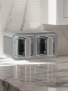 1 Pezzo Barattolo portaspezie di lusso grigio e bianco latte, contenitore di stoccaggio per scaffale, barattolo portaspezie autoadesivo da montare a parete, design alla moda adatto per armadietti, cucina, per zucchero, sale, pepe, senza bisogno di forature, per piano di lavoro in cucina e conservazione degli alimenti - Multicolore - Visualizzare 2