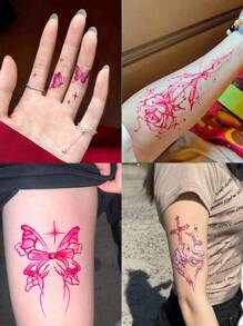 2 瓶果汁纹身墨水，人体彩绘皮肤绘图持久 7-10 天，兼容纹身模板，适合男性和女性，半永久性防水仿纹身果汁 - 彩色 - 查看 4