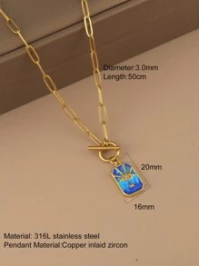 1 pieza Collar con colgante de ojo y corazón con cadena de cierre de acero inoxidable, joyería de moda para mujer, regalo de Halloween, San Valentín, mamá, madre, Día de la Madre