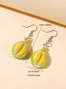 1 Pair Cute Simulated Durian Earrings, Minimalist & Fashionable For Casual Daily Wear