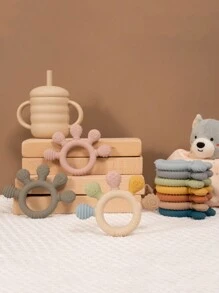 1pc Silicone Teethers Ring For Babies Toddler, Soft Infants Chew Teething Toys Pain Relief