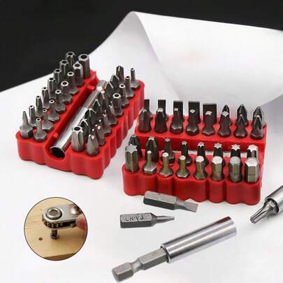 33-delars skruvmejsel- och borrsats, skruvmejselverktygssats med sexkants- och torx-specialborrar för sladdlös borrmaskin
