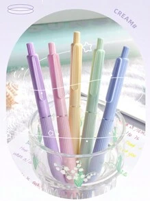 5pcs Multi Color Gel Pens Set Cream / Morandi / Retro 0.5mm Ballpoint Quick-Dry Ink For Writing School - Multicolor - View 7