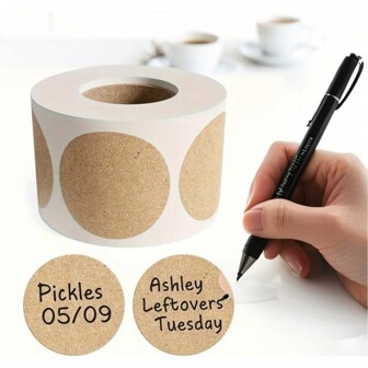 500 Sheets/Roll, Natural Kraft Paper Color Labels - 1 Roll Of Non-Stick Round Labels For Tissues, Gifts And Jars - Writable Surface For Easy Custom Messages And A Great Look