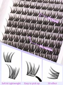 Himirell 140pcs Natural Lash Clusters C Curl Mix 8-16mm Wispy Soft Natural Lashes DIY Clusters Individual False Eyelashes, Easy To Wear, Reusable, Suitable For Daily Makeup