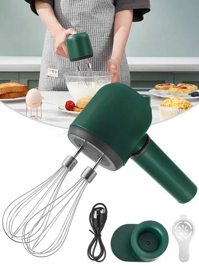 Multifunctional Double-Stick Whisk, Blender, Bubbler, Egg White Separator, Coffee Blender, Eggs, Flour, Coffee, Milk, Oats, Baking Supplies, Battery Capacity 1200mAh/800mAh, USB Rechargeable 3-Speed Electric