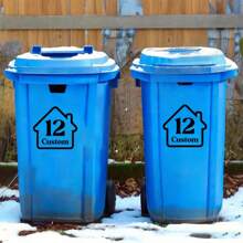 定制乙烯基垃圾桶贴纸 - 带有门牌号和街道名称的个性化贴纸，户外防水，可轻松撕下并粘贴在多个表面上 - 彩色 - 查看 3