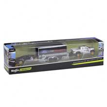 Burago 1/64 2017 GT HERITAGE 2015 Mustang Modified Transport Flatbed Car Set Simulation Alloy Car Model Collection Ornaments Christmas Birthday Gift