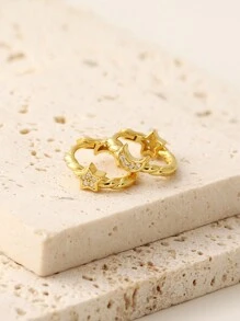 1 对 2 件时尚 S925 纯银水钻星月耳环，甜美耳环礼物，适合女性、女孩、生日、节日 - 耳環 - 查看 6