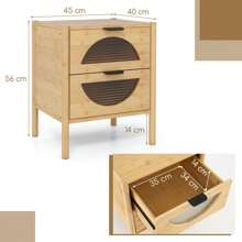 Bamboo Nightstand Mid-Century Modern Bedside Table - Khaki - View 2