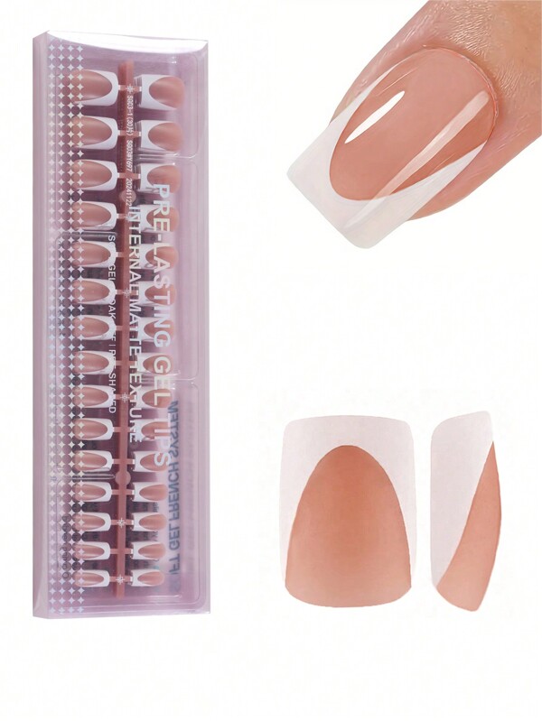 150Pcs Natural French Tip Gel Nail Tips - Flesh Color French Point Adhesive Nails, Short Square Shape, Soft Gel Extension Fake Nails Soaked Acrylic Press On Nails Nail Supplies Nails