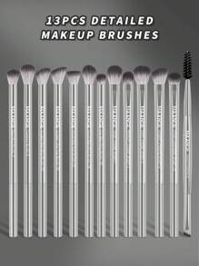 MAANGE 13件套专业软毛长铝管化妆刷套装，包括睫毛刷、眼影刷、眉刷、晕染刷、唇刷、高光刷、遮瑕刷，适用于粉状、液体、膏状化妆品，是日常使用和旅行的理想之选，也是送给朋友的完美化妆配件礼品套装。