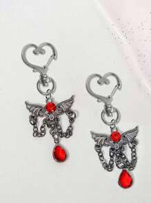 Yk2 Chilly Angel Wing Tassel Alloy Pendant Pendant Angel Wing Bracelet Necklace Diy Jewelry Accessories Keychain Bag Pendant, Silver Angel Wing Tassel Rhinestone Shiny Bag Pendant, Cute Keychain Purse Backpack Car Key Pendant Earbud Box Accessories