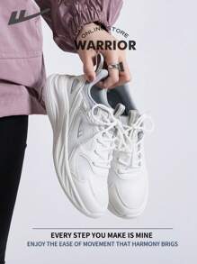 WARRIOR 女款时尚复古运动鞋，春夏轻便舒适透气，跑步鞋风格简约休闲，四季皆宜，耐磨耐穿，适合全天穿着，训练鞋，软底小白鞋 - 白/灰 - 查看 7