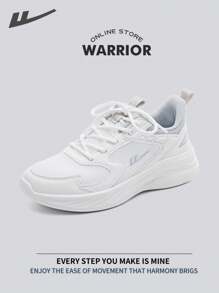 WARRIOR 女款时尚复古运动鞋，春夏轻便舒适透气，跑步鞋风格简约休闲，四季皆宜，耐磨耐穿，适合全天穿着，训练鞋，软底小白鞋 - 白/灰 - 查看 8